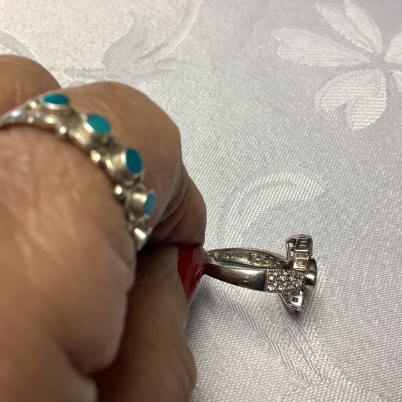 ART DECO Cubic zirconia. Sterling cocktail ring size 10 - Picture 5 of 13